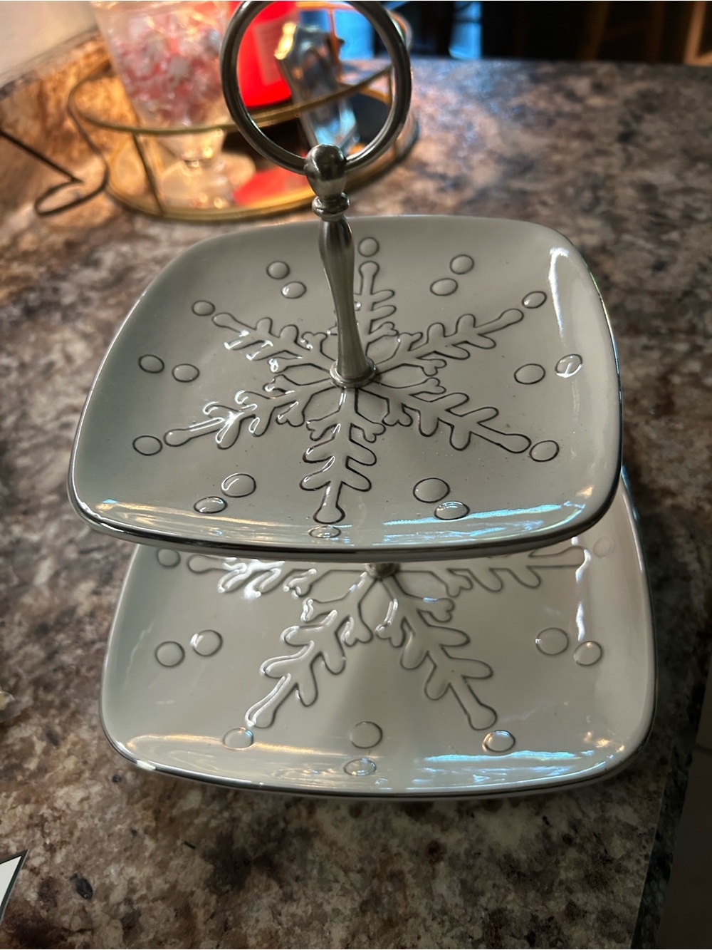 Vintage Home & Garden Party Two-Tier Snowflake Serving TrayCollection: